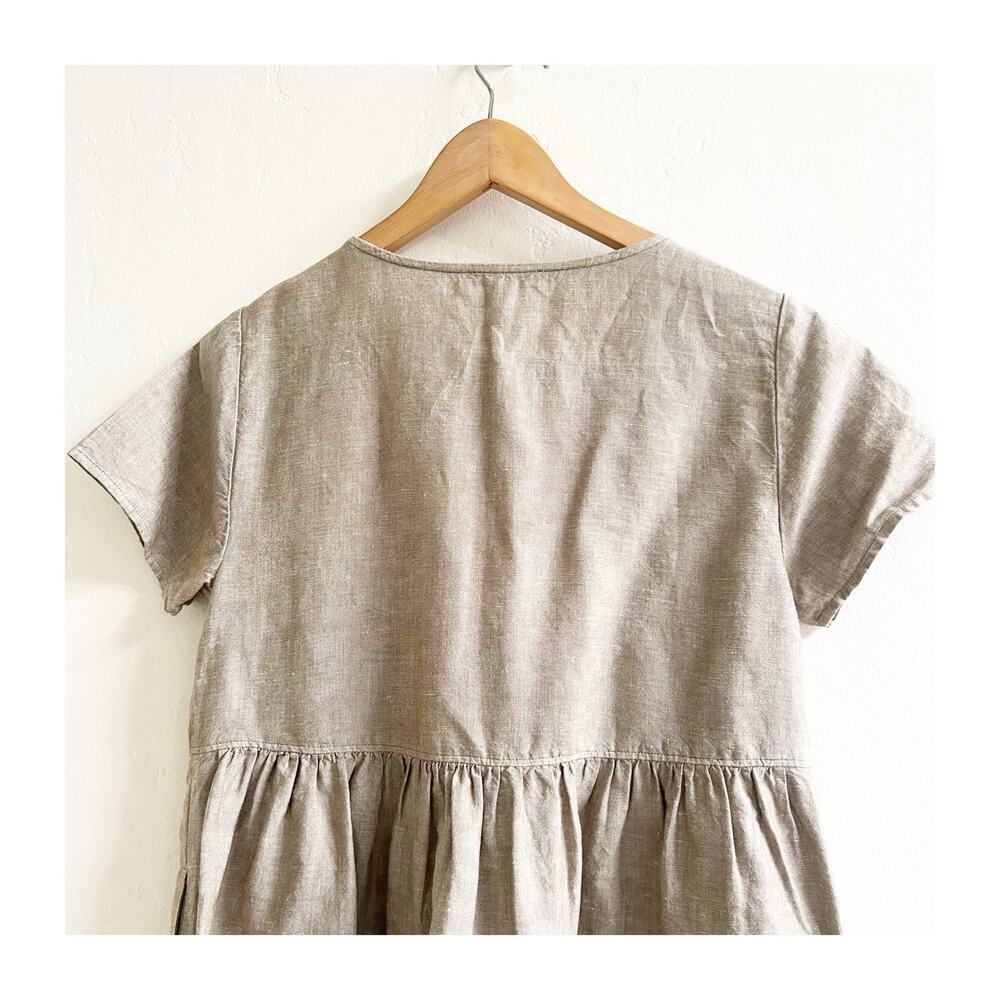 Madewell Small Linen Blend Alexandra Button Front Mini Shirt Dress Olive Branch - Picture 6 of 8
